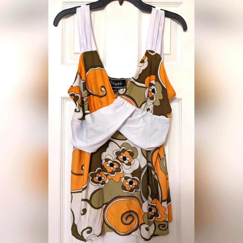 *Retro Summer Sleeveless V-Neck Top, Women Medium
